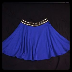 Blue circle skirt with studs