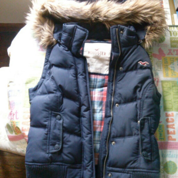 Blue Hollister vest coat
