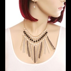 MULTI TONE MULTI LINE NECKLACE & EARRING SET