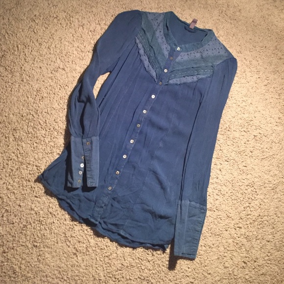 Turquoise Free People long sleeve