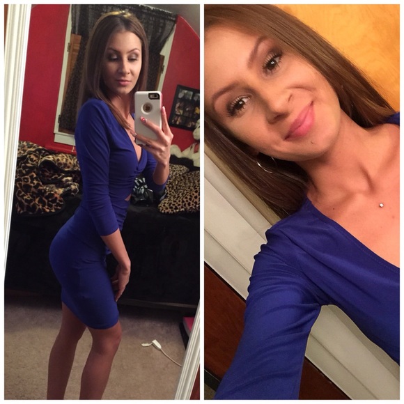 stretchy blue bodycon dress