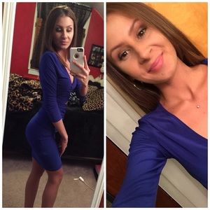 stretchy blue bodycon dress