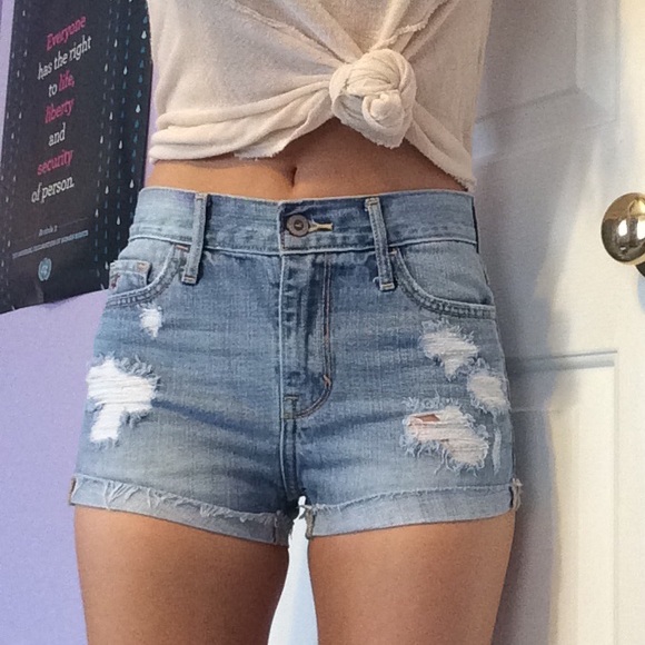 High Waisted Light Wash Hollister Shorts