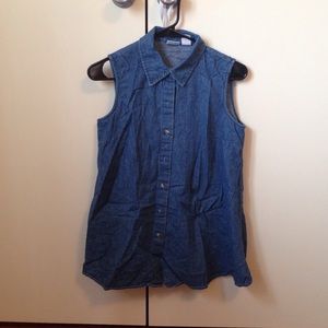 Denim collared sleeves top