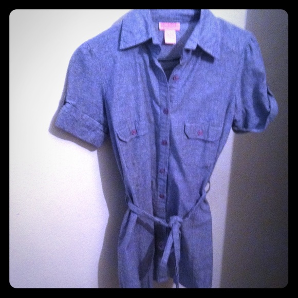 Short sleeve blue dress