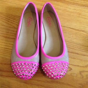 Hot Pink and Tan Studded Shoes