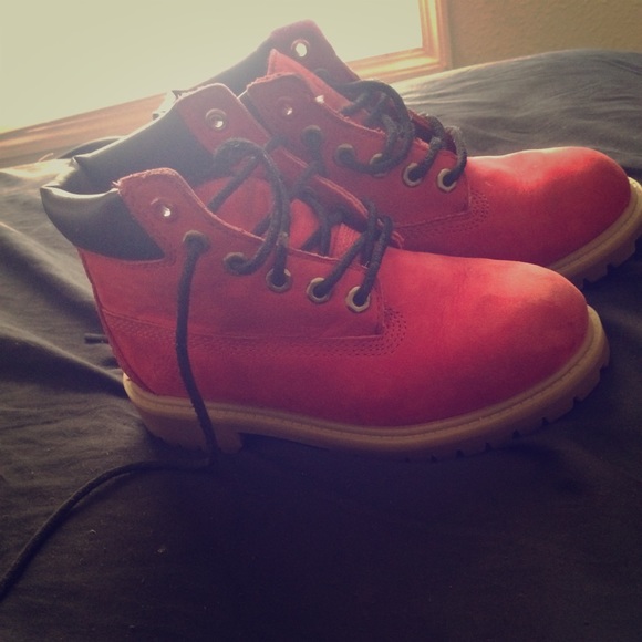 Red Timberland boots
