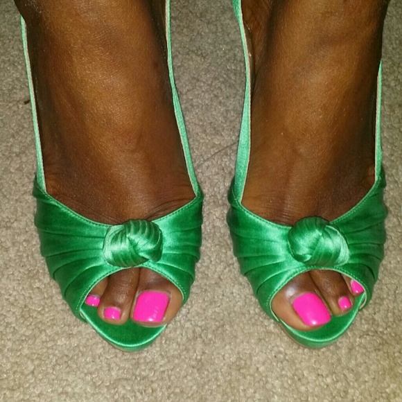 Nine west Satin green sandals