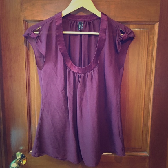 Adorable sheer maroon dress top