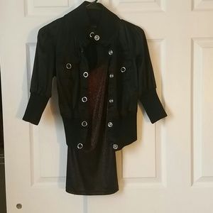 Bundle**black blazer w/ red & black cheetah tank