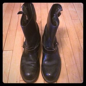 Vintage Authentic Black Leather Moto Boots