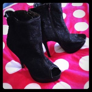 Black lace tall heels