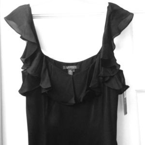 Lauren black ruffled top dress.