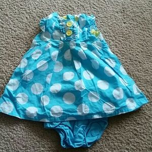 Blue polka dot size 3-6mos dress (2pc)