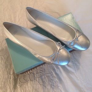 Silver ballet flats