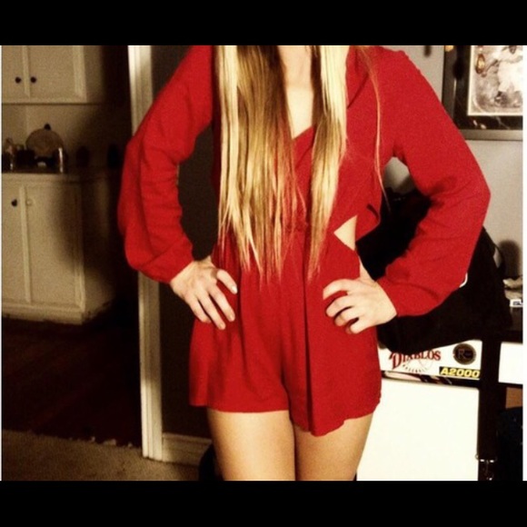 Red romper with side cut outs!!