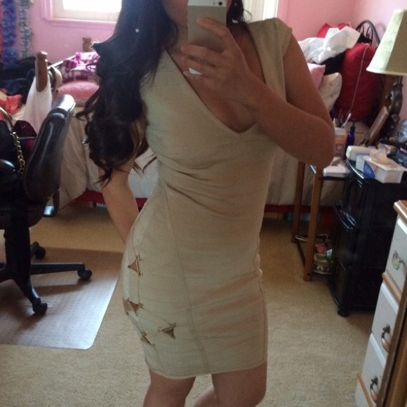 Gold body con bandage dress!
