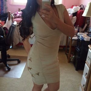 Gold body con bandage dress!