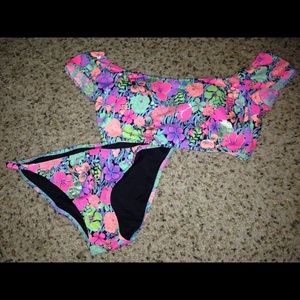 Victoria Secret Black Garden Floral Foil Swim Set