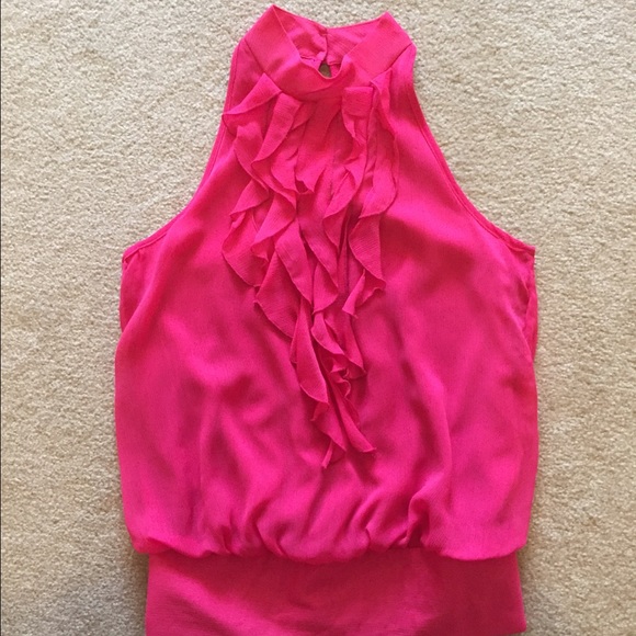 Dark pink sleeveless top with ruffles - Picture 2 of 3