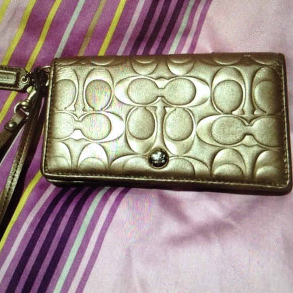 Authentic coach leather wallet wristlet