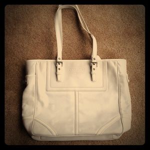 Authentic coach white leather tote shoulder bag