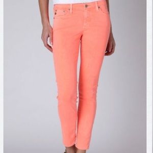 AG Stevie Ankle Slim Straight Leg Neon Orange Jean