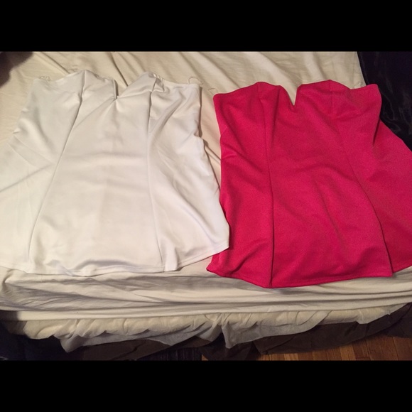 2 Ashley Stewart Strapless Top (White & Hot Pink)