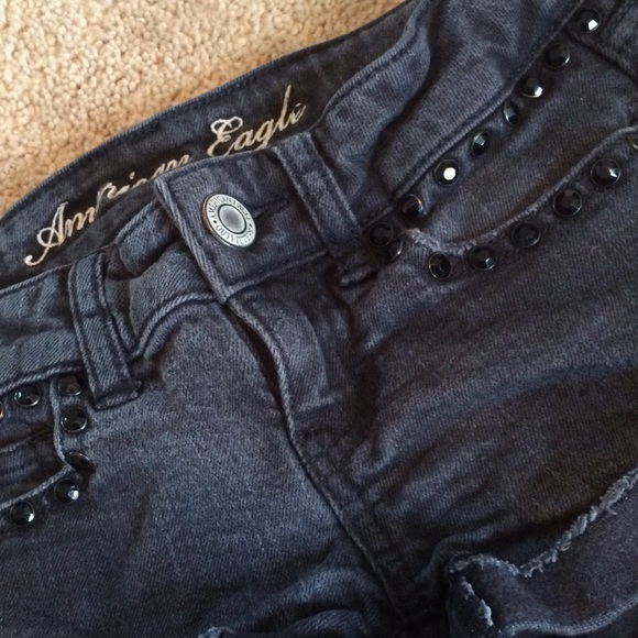 American Eagle Outfitters Denim - Black studded jean shorts