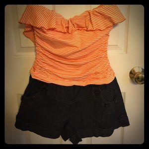 Orange and Denim Romper