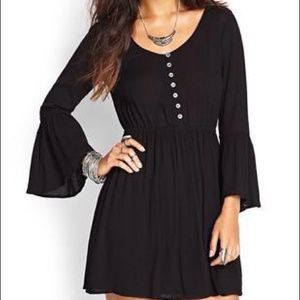 Forever 21 black boho bell-sleeved dress