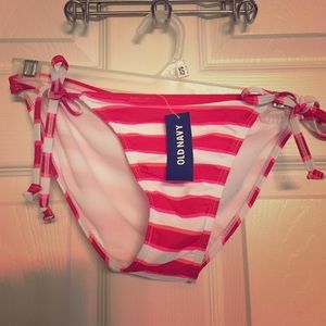 Red and White Striped Bikini Bottoms
