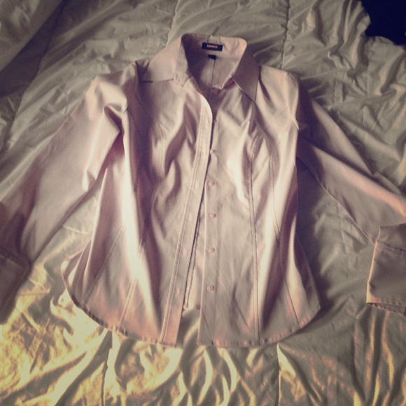 Express light pink long sleeve button down shirt
