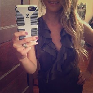 Super cute dressy silk top with ruffles