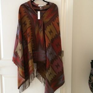 TRADED// super soft Aztec poncho with hood!