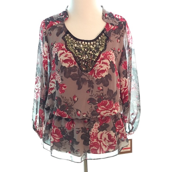 Ellen Tracy Tops - Ellen Tracy Peplum Floral Top Size XS