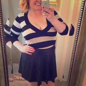 Black and Silver V Neck Top