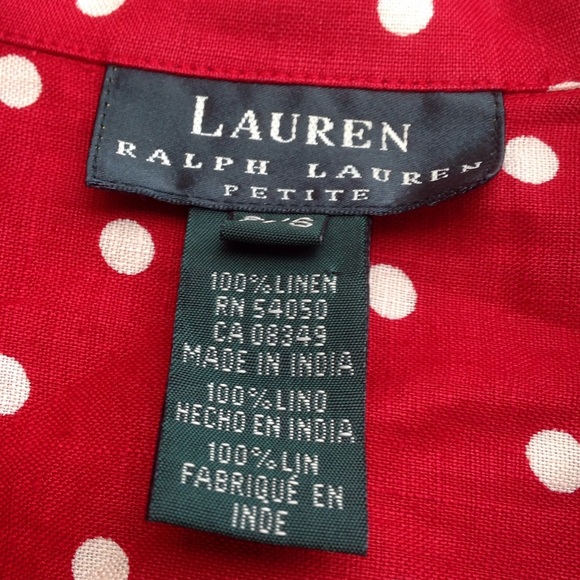 Ralph Lauren Linen Red and white polka dot blouse - Picture 3 of 7