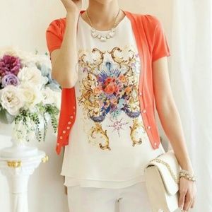B1GO 50% OFF!  Last One! Embroidered Chiffon Top