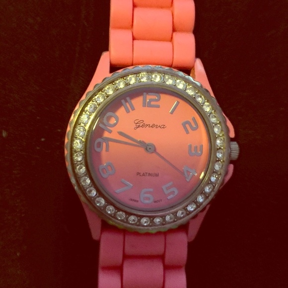 Pink Rubber Geneva Watch