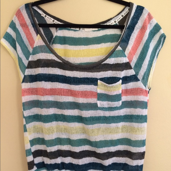Striped multi-color boxy crop tee