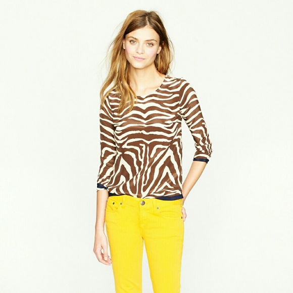 NWOT J. Crew Scoopneck Silk Top in Zebra
