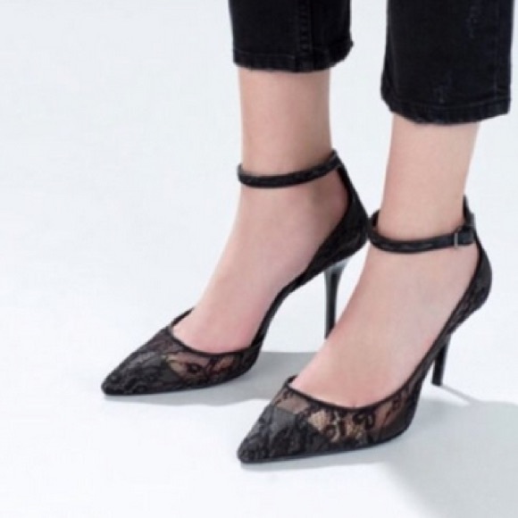 Zara lace heels with ankle strap