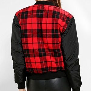 UNIF x Uo Reversible Plaid Bomber Jacket