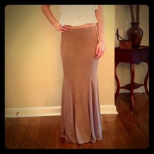 Suede maxi mermaid skirt