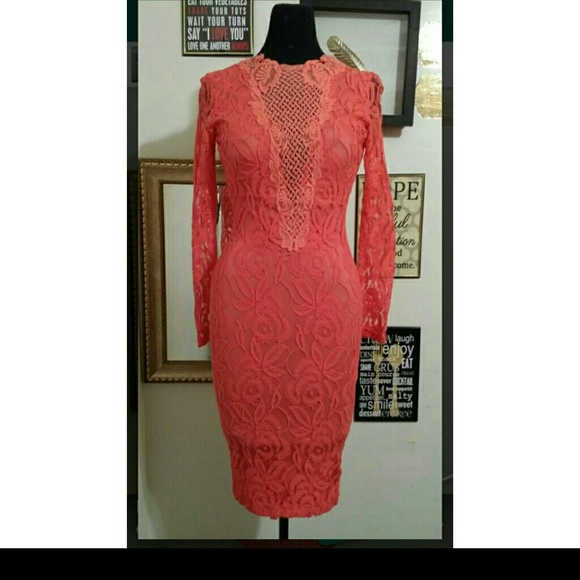 Coral lace dress