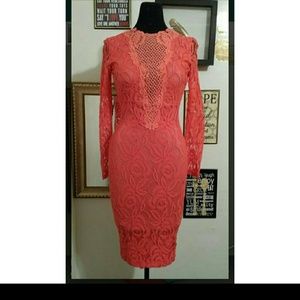 Coral lace dress