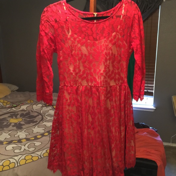 Free people red lace dress - Picture 1 of 4