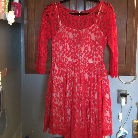 Free people red lace dress - Picture 3 of 4