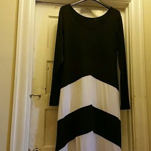 Black and white floor length dress